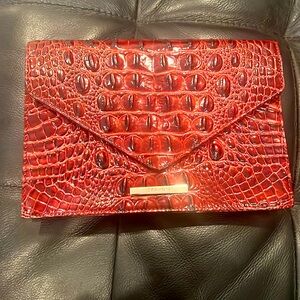 Brahmin Cranberry embossed crocodile clutch